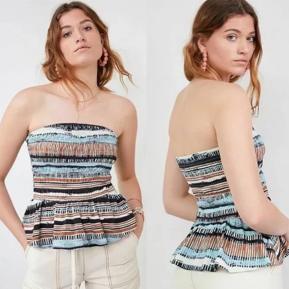 NWT Anthropologie Porridge Smocked Peplum Tube Top - Picture 2 of 10